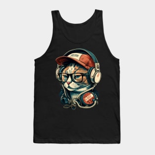 Cat Jam Session- Headphones On Tank Top